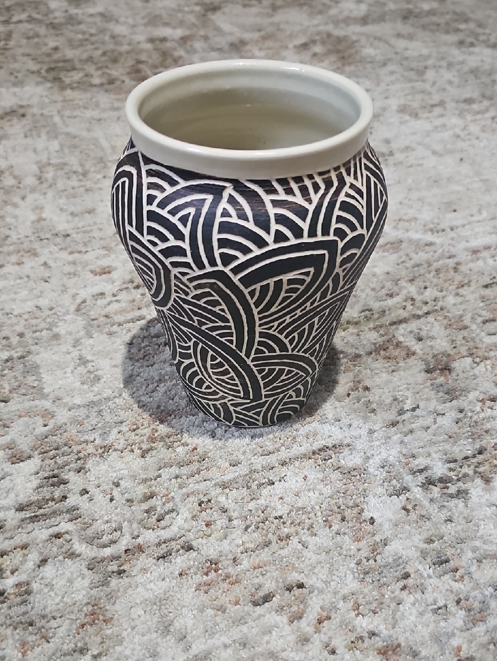 Handcrafted Black and White Decorative Vase